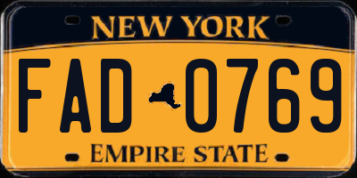 NY license plate FAD0769