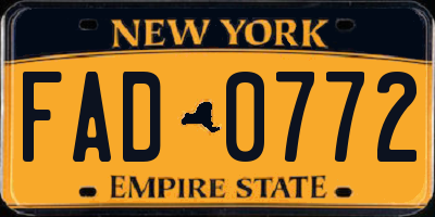 NY license plate FAD0772