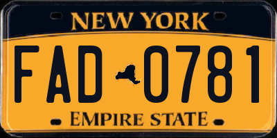 NY license plate FAD0781