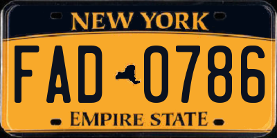 NY license plate FAD0786