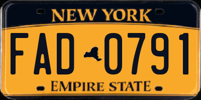 NY license plate FAD0791
