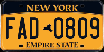 NY license plate FAD0809