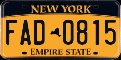 NY license plate FAD0815