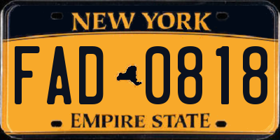NY license plate FAD0818