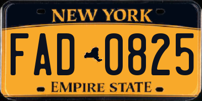 NY license plate FAD0825