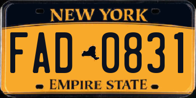 NY license plate FAD0831