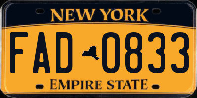 NY license plate FAD0833