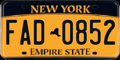 NY license plate FAD0852