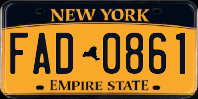 NY license plate FAD0861