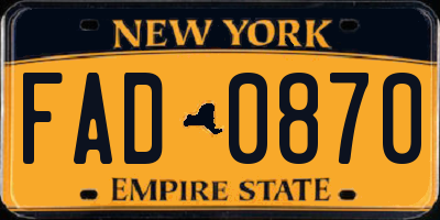 NY license plate FAD0870