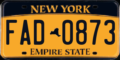 NY license plate FAD0873