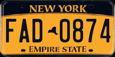 NY license plate FAD0874