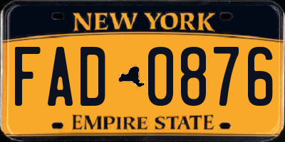 NY license plate FAD0876