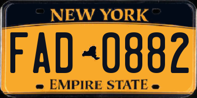 NY license plate FAD0882