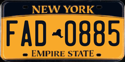 NY license plate FAD0885