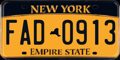 NY license plate FAD0913