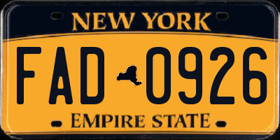 NY license plate FAD0926