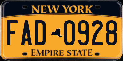 NY license plate FAD0928