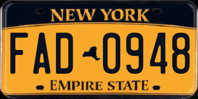 NY license plate FAD0948