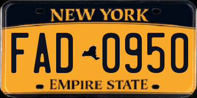 NY license plate FAD0950