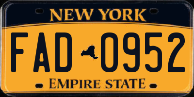 NY license plate FAD0952