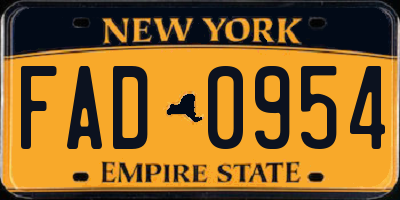 NY license plate FAD0954