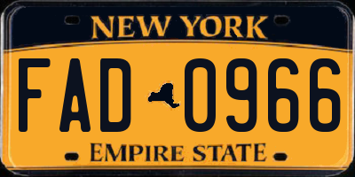 NY license plate FAD0966