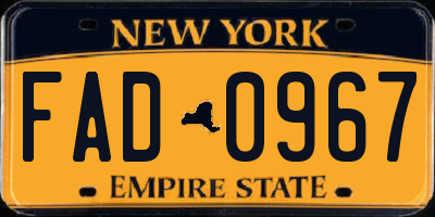 NY license plate FAD0967