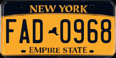 NY license plate FAD0968