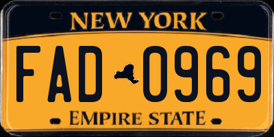 NY license plate FAD0969