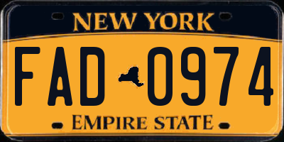 NY license plate FAD0974