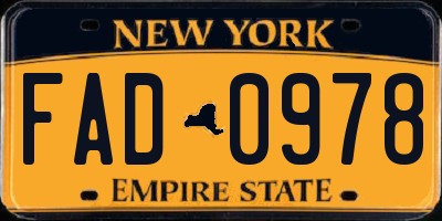 NY license plate FAD0978