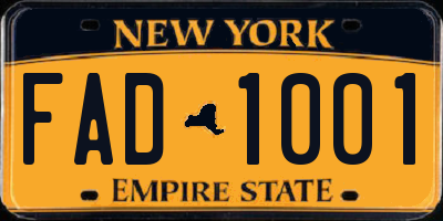 NY license plate FAD1001