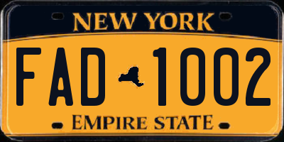 NY license plate FAD1002