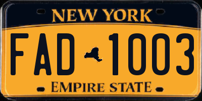 NY license plate FAD1003