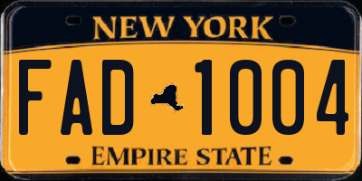 NY license plate FAD1004
