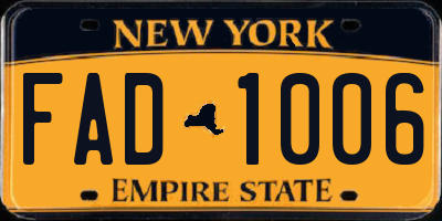 NY license plate FAD1006