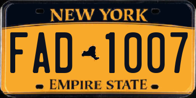 NY license plate FAD1007