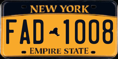 NY license plate FAD1008