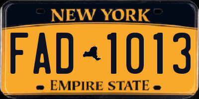 NY license plate FAD1013