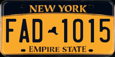 NY license plate FAD1015