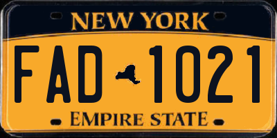 NY license plate FAD1021