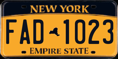 NY license plate FAD1023