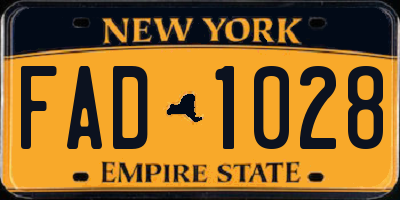 NY license plate FAD1028