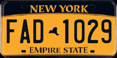 NY license plate FAD1029