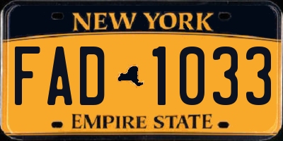 NY license plate FAD1033