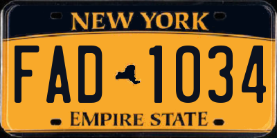 NY license plate FAD1034