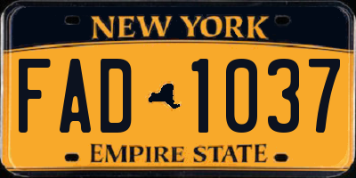 NY license plate FAD1037