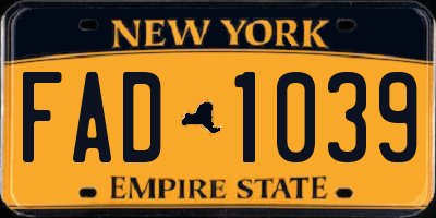 NY license plate FAD1039