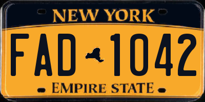 NY license plate FAD1042